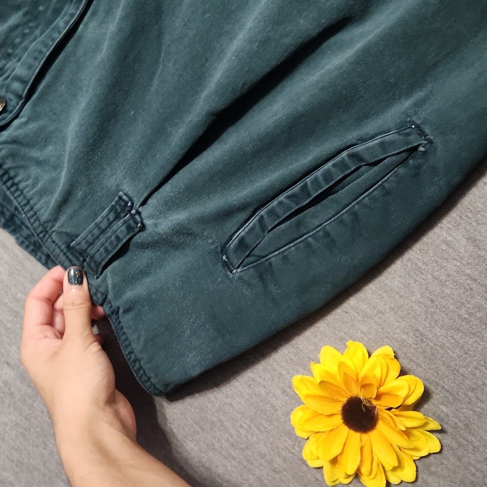 RARE! Vintage Plus Size Curvy High Rise Baggy Forest Green Trousers Pants Slacks - Picture 9 of 12